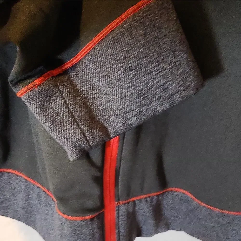 The North Face Men's Track Jacket Full-Zip Knit Stand Collar Black Grey /Red M